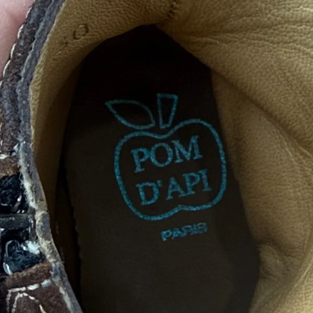 Pom D'Api Little Girl Sz 13/EU 30 Dark Brown Leather Inside Zip Ankle Boots